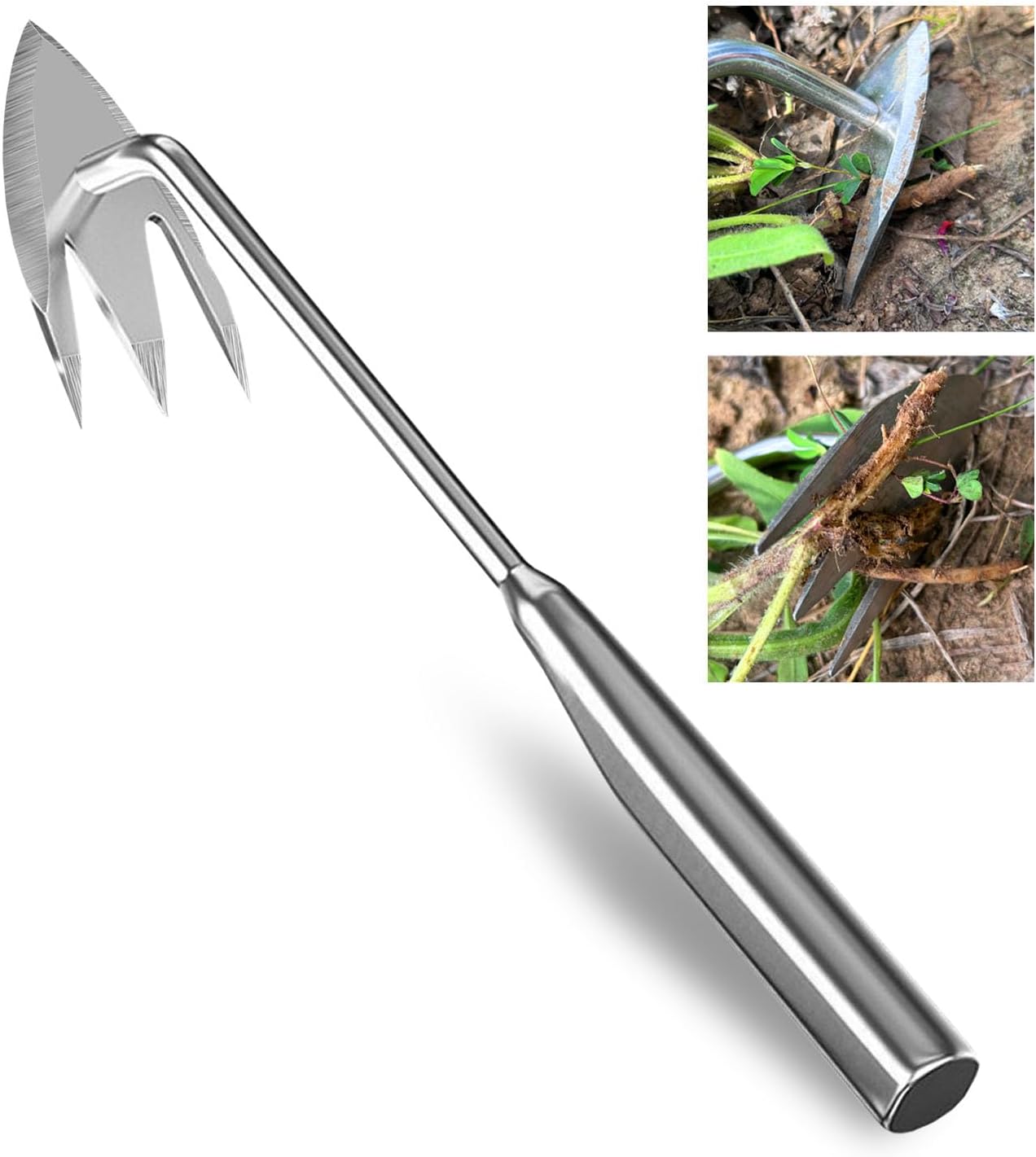 Hueapion 雑草取り器具 ステンレス製340mm コンパクト除草鍬